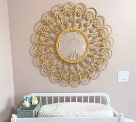 my twin girls nursery three daughters home, Mirror was a HomeGoods find and changing table was a Facebook marketplace find but I m linking ones similar