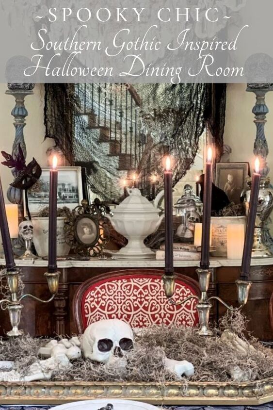 halloween home tour southern gothic dining room, PIN IT FOR LATER