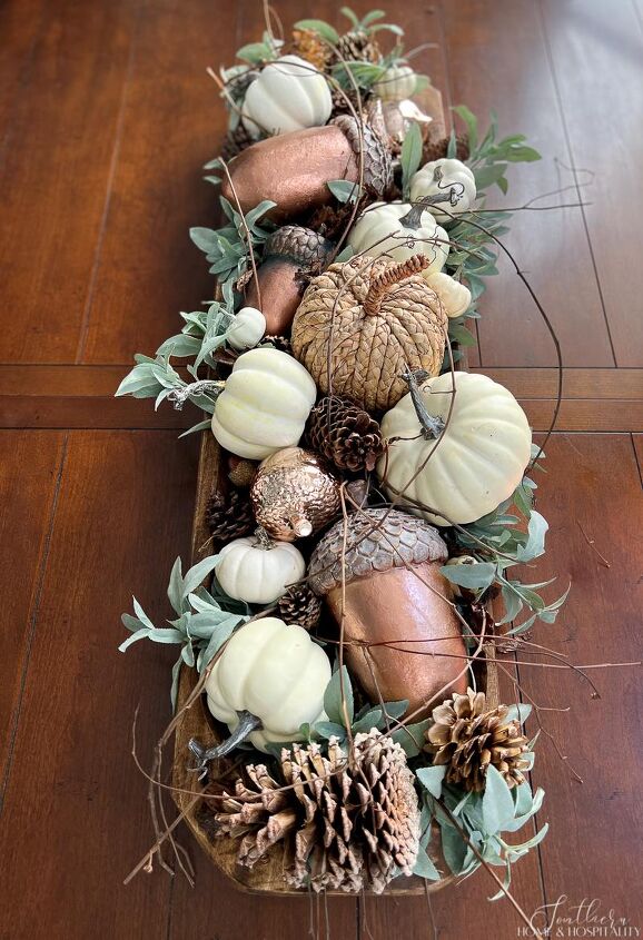 style a stunning fall coffee table centerpiece in five minutes, fall dough bowl styling