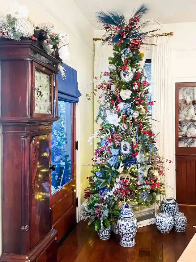 how i decorated my beautiful blue and white christmas tree