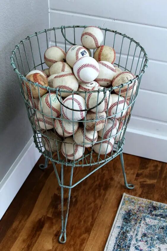 how to use baskets when decorating your home, Baseballs are a fun and easy way to decorate for summer