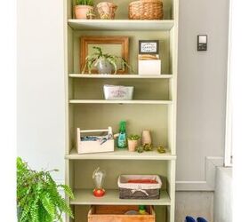 garage makeover ideas, A repurposed book shelf turned into a gardening shelf