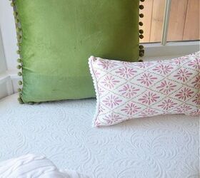 our cottage style family room reveal, Pom Pom Pillows On Window Seat