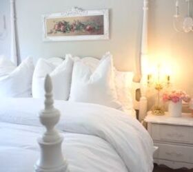 french country shabby chic, All white bedding in a French country shabby chic bedroom