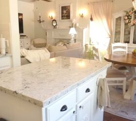 french country shabby chic, Kitchen island dining and living area