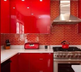 kitchen design mistakes, Bold colored red kitchen