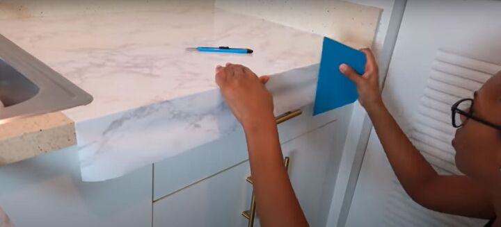 Installing contact paper on countertops
