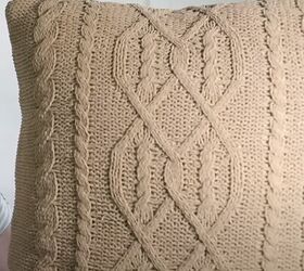 Sweater pillow in a soft nutmeg color