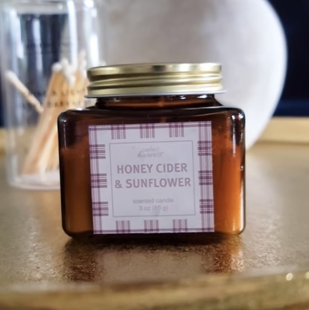 bath and body works fall candles, Honey Cider and Sunflower candle from Dollar General