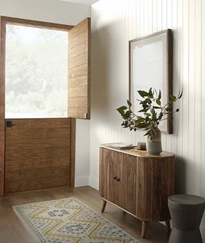 Soft white walls and wood tones