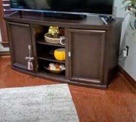 living room fall decor ideas, TV console with fall decor