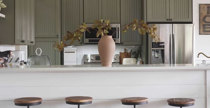 fall floral arrangements, Distressed clay vase with faux chestnut leaf branches