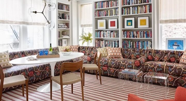 timeless interior design, Heavily patterned upholstery pieces