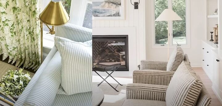 timeless interior design, Furniture upholstered in a classic ticking stripe