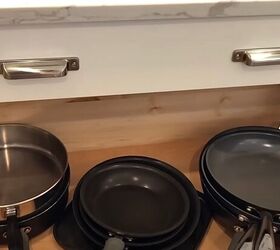 Pots and pans in the deep drawers