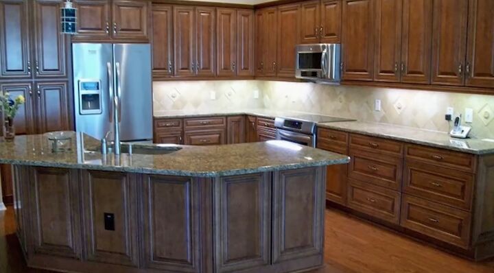 Angled island in the kitchen