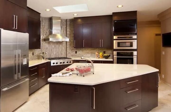 Angled kitchen island