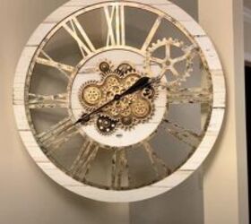 fall entryway table decor, Large gears clock