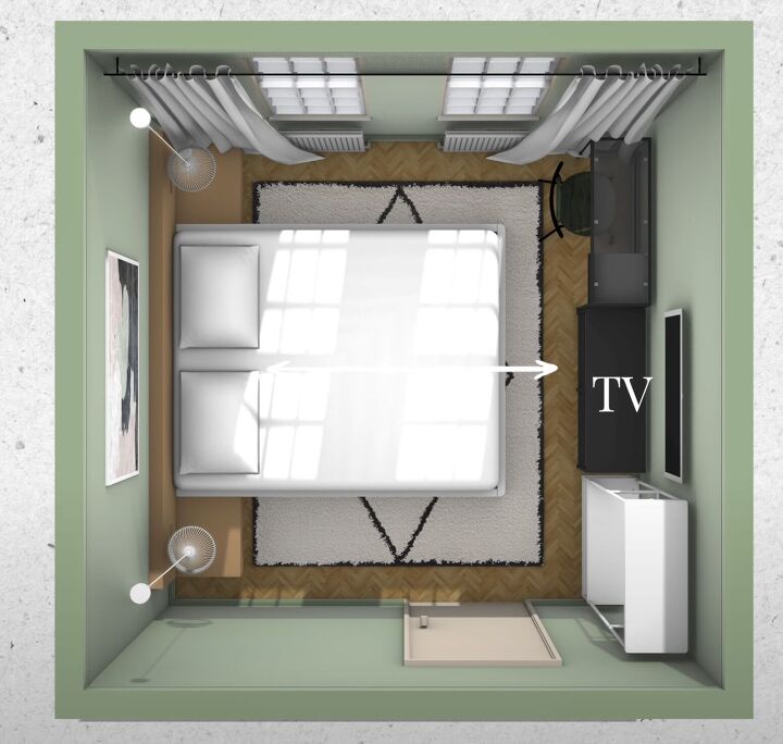 tiny bedroom ideas, Where to place a TV in a tiny bedroom