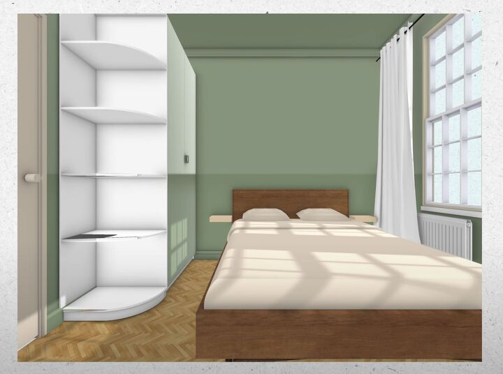 tiny bedroom ideas, Adding a curved shelf