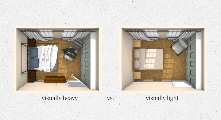 bedroom design ideas, Visually heavy vs visually light bedroom design