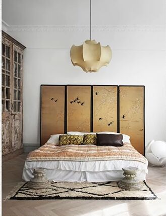 bedroom design ideas, Using recycle materials as a headboard