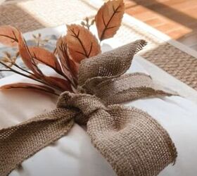 decorate mantel for fall, Adding burlap and picks around a pillow
