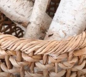 decorate mantel for fall, Birch logs displayed in a basket