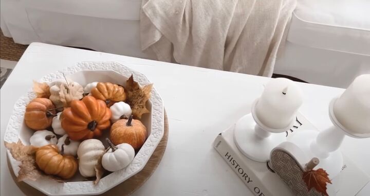fall decorating living room, Mini pumpkins in a bowl