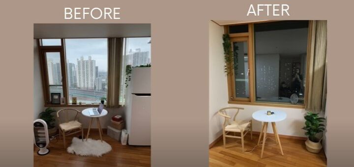 how to make a small home feel bigger, Before and after decluttering