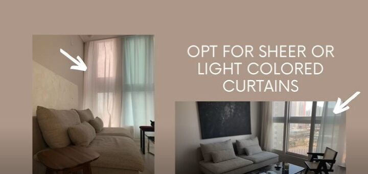 how to make a small home feel bigger, Light colored curtains