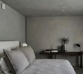 Gray plaster walls and ceiling