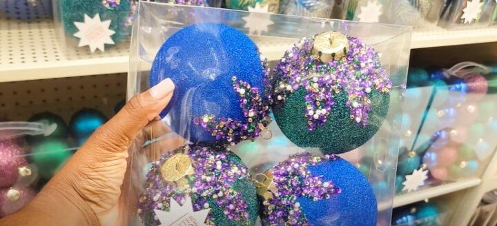 hobby lobby christmas, Blue green and purple glitter Christmas ornaments