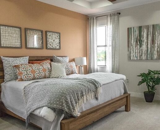 The wall the bed is on as an accent wall