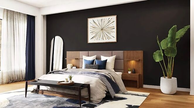 Black painted accent wall