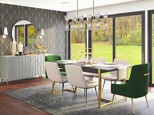 Peel-and-stick wallpapered accent wall