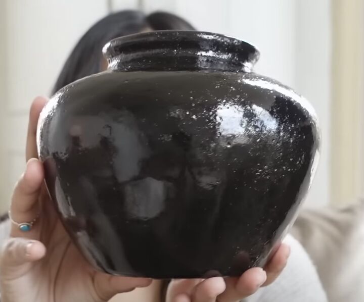 Black glazed vase