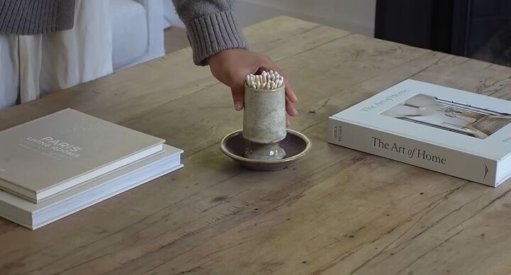 how to style a coffee table, Styling a match holder on a coffee table