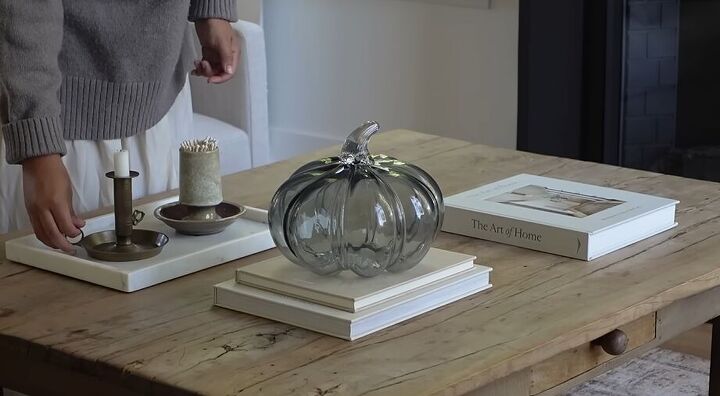 how to style a coffee table, Adding a marble tray to the coffee table