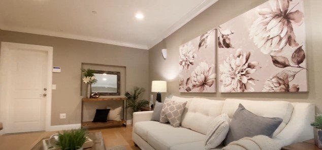 neutral house paint colors, Family room with neutral decor