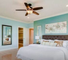 neutral house paint colors, Master bedroom with blue and neutral colors