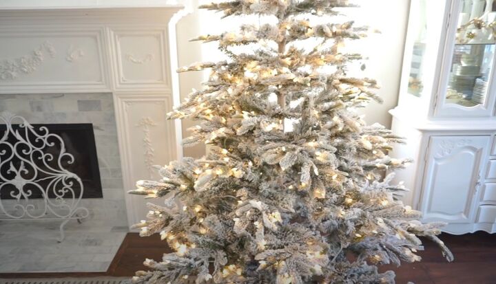 Flocked Christmas tree with lights
