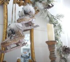 Hanging ice skates over the mirror