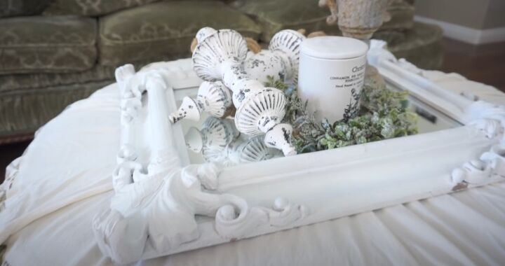 Styling the ottoman with Christmas decor