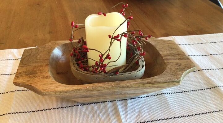 Christmas dough bowl candle in a basket