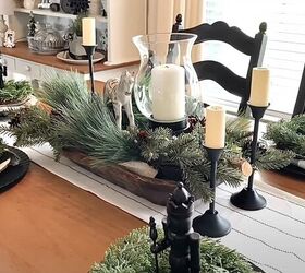 christmas decorations dining room, Christmas table decorations in black and white