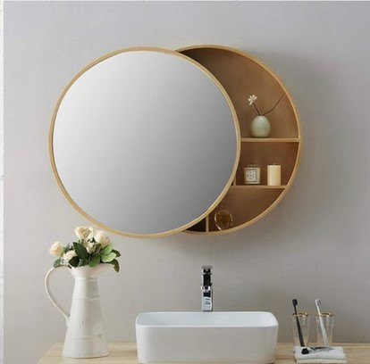 Cabinet behind a mirror