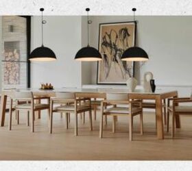 home lighting design, Large dining table with overhead lighting