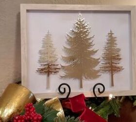 Gold embossed picture of Christmas trees