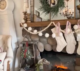 cottage christmas decor, Fireplace decorated for Christmas